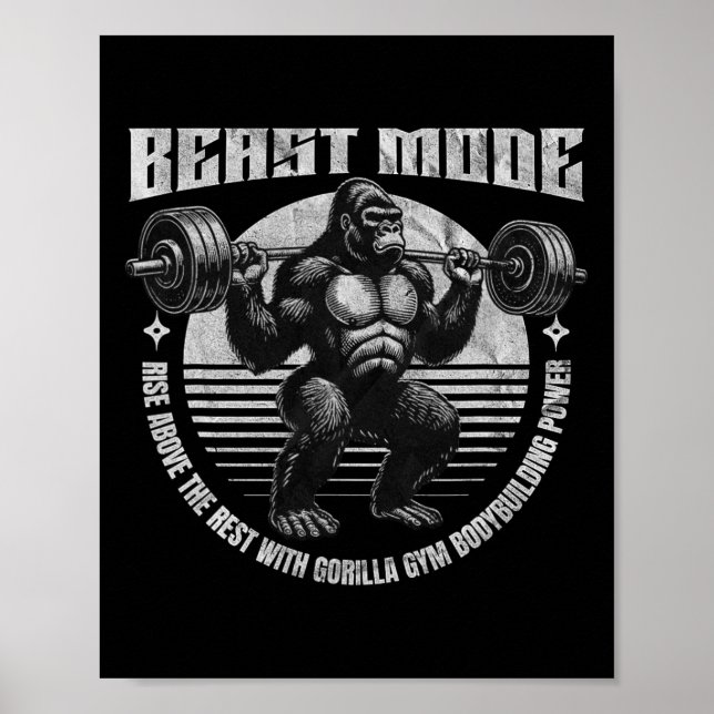 Póster Gorila Levanta Pesas - Fitness  (Frente)