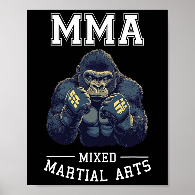 Póster Gorila Mma fuerte - Lucha en jaula contra el boxeo (Frente)