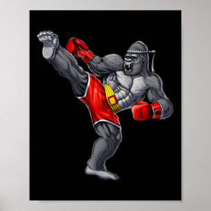 Póster Gorila Muay Thai Boxeo Karate Kickboxing Artes Mar