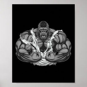 Póster Gorila Músculo Gorila Fitness Gimnasio Para El Cue