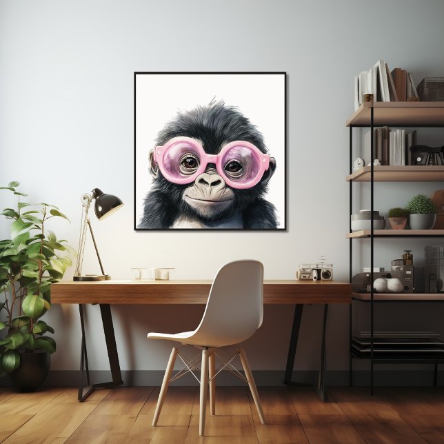 Póster Gorila pequeño con Poster de anteojos rosados (Subido por el creador)