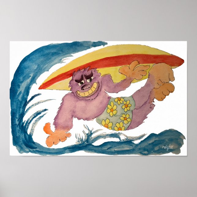 Póster Gorila surfista (Frente)