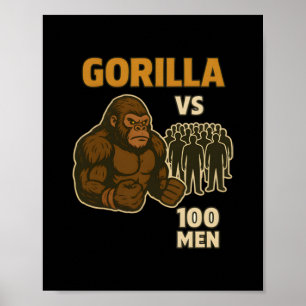 Póster Gorila vs 100 hombres batalla épica