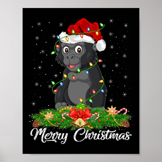 Póster Gorilla Animal Lover Coincide Con Santa Hat Gorill (Frente)