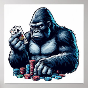 Póster gorilla ape jugar cartas póker jugar casino