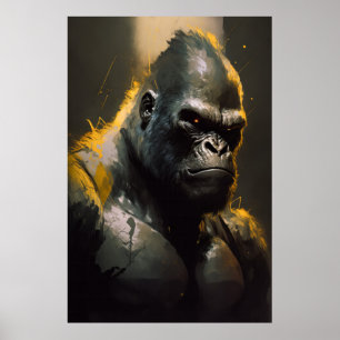 Póster Gorilla Ape Retrato Animal Naturaleza Wildlife Spi