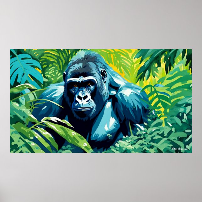 PÓSTER GORILLA EN LA SELVA LLUVIA 5 (Frente)