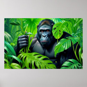 PÓSTER GORILLA EN LA SELVA LLUVIA 6