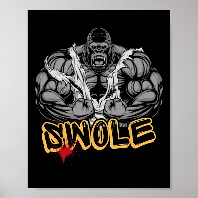 Póster Gorilla Mode Strong Bodybuilding Workout Muscle Sw (Frente)