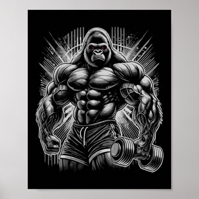 Póster Gorilla Monkey Gym Wear Bodybuilding Workout Motiv (Frente)
