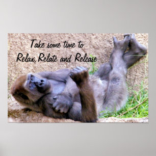 Póster Gorilla, relax,relate,release_