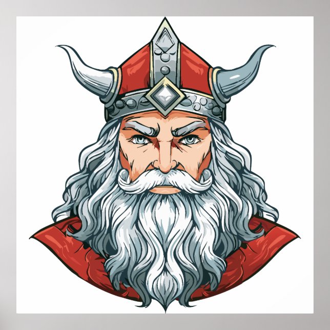 Póster Gorra de camionero con retrato de Dios Odín (Frente)