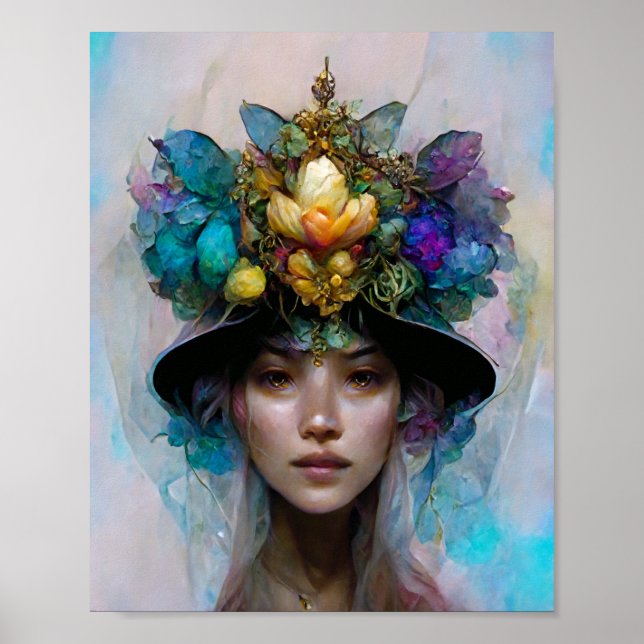 Póster Gorra de flores Fantasy Art Poster (Frente)