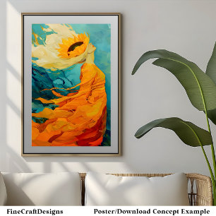 Póster Gorra de girasol Pintado inusual moderno B8R