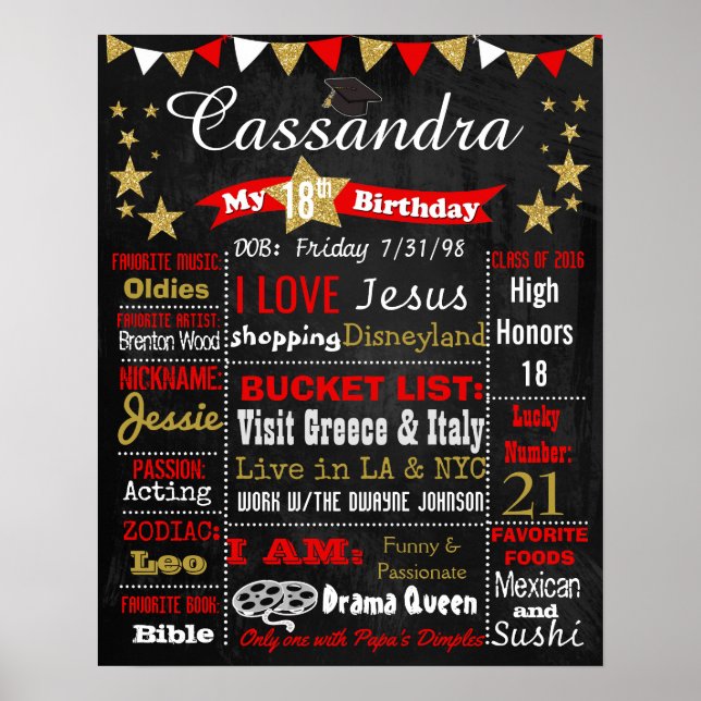 Póster Gorra de graduación Cartel de 18 años (Frente)