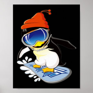 Póster Gorra De Invierno De Surfista De Snowboard En Ping