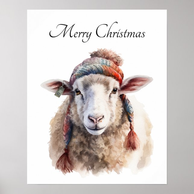 Póster Gorra de invierno Oveja de Navidad Texto personali (Frente)