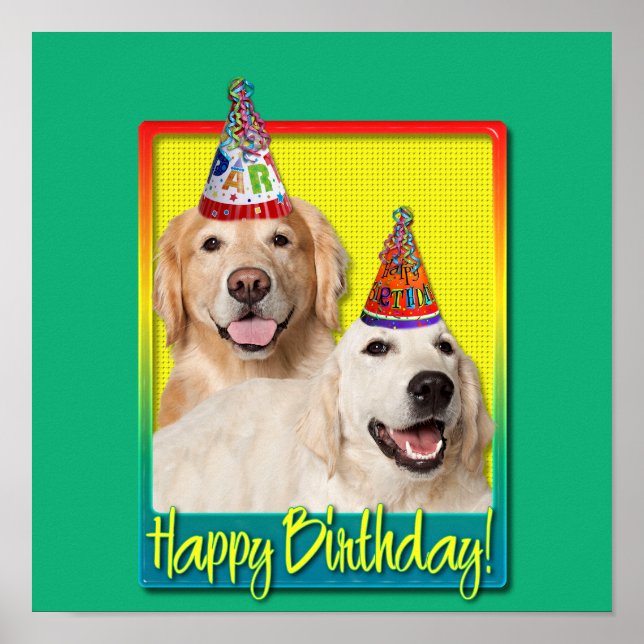 Póster Gorra de la fiesta de cumpleaños - Golden Retrieve (Frente)