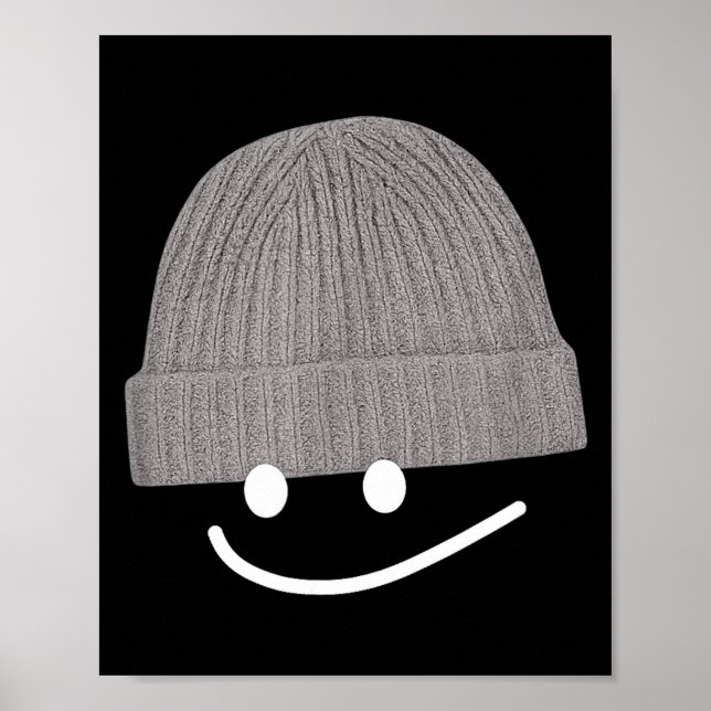 Póster Gorra de lana divertida con cara sonriente para ho (Frente)