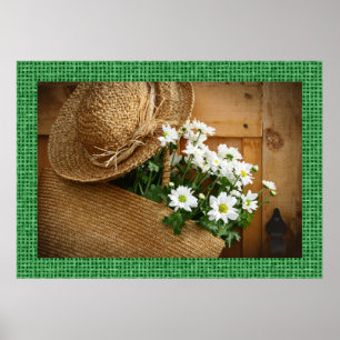 Póster Gorra de paja y Poster de fotografía de Daisies