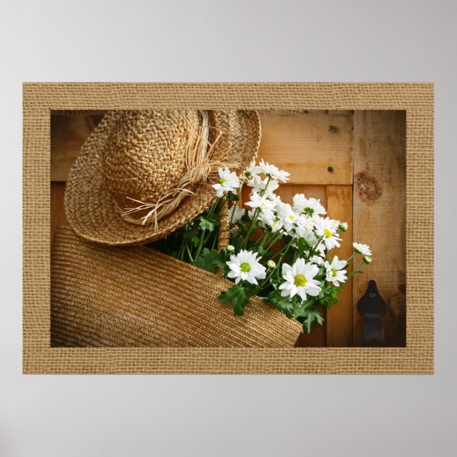 Póster Gorra de paja y Poster de fotografía de Daisies (Frente)