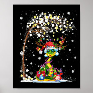 Póster Gorra de renos de serpiente Santa Navidad Árbol di