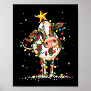 Póster Gorra de renos de vaca Santa Navidades enciende va