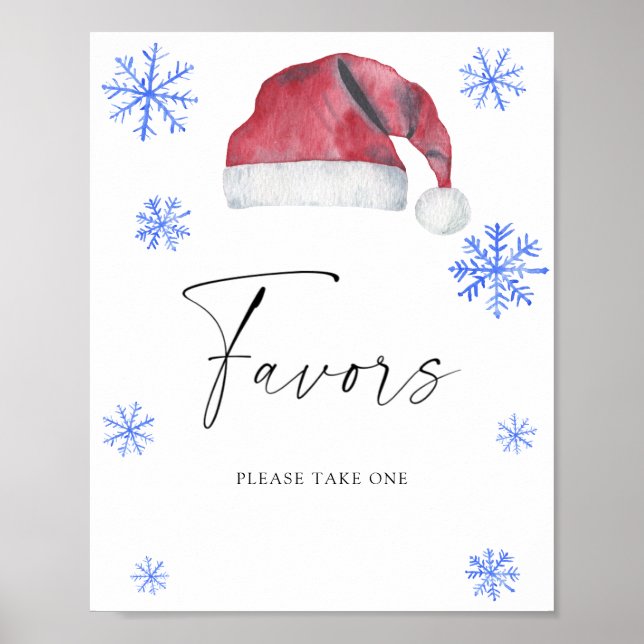 Póster Gorra de Santa acuarela roja - Favoritos (Frente)