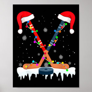 Póster Gorra de Santa de Hockey Luces de Navidad Diversió