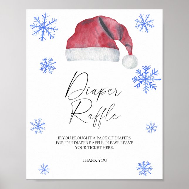 Póster Gorra de Santa de Navidad - rifa de pañales (Frente)