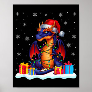 Póster Gorra de Santa Dragón Luz del Árbol de Navidad Pij