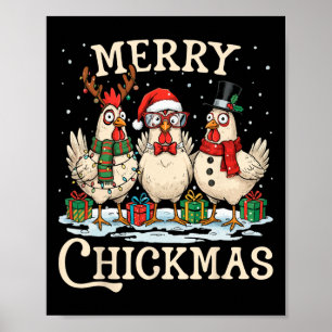 Póster Gorra de Santa Navidad de Pollo Feliz Chickmas Xma