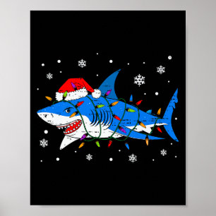 Póster Gorra de Santa Tiburón Luces de Navidad Xmas Pijam