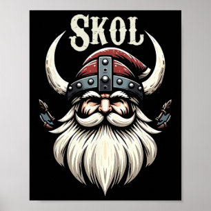 Póster Gorra de Santa Viking Pijama de Navidad Fresco Nór