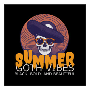Póster gorra de verano de cráneo