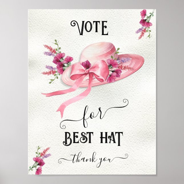 Póster Gorra floral rosa Derby Bridal Shower Mejor gorra (Frente)
