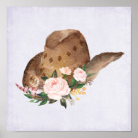 Gorra marrón de vaca con flores rosadas