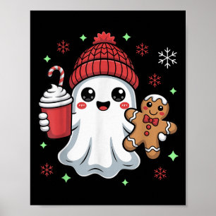 Póster Gorra Retro Fantasma Navidad Holiday Xmas Café G