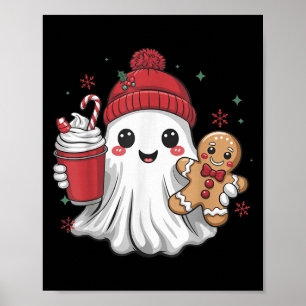 Póster Gorra Retro Fantasma Navidad Holiday Xmas Café G