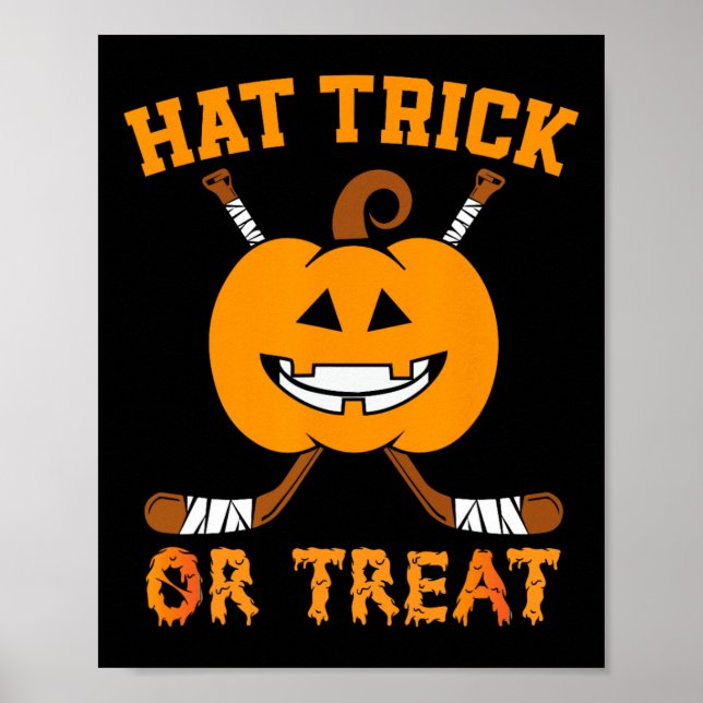 Póster Gorra Trick O Trato Fun Hockey Halloween Costum (Frente)