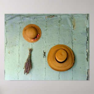 Póster Gorras de paja vieja