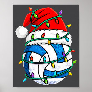 Póster Gorras de Santa Luces de voleibol de Navidad Srts