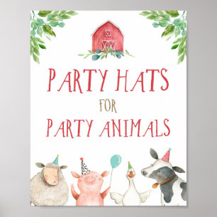 Póster Gorras fiestas Granja Animales Barnyard Boy Cumple