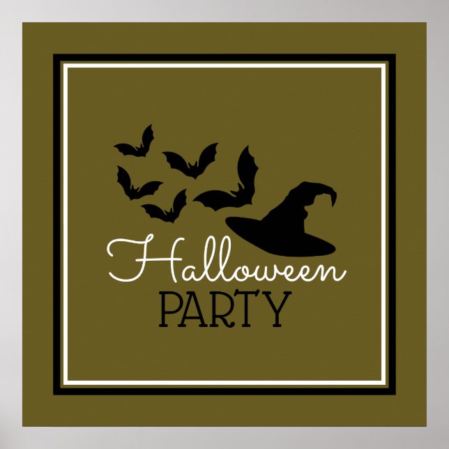 Póster Gorras y murciélagos, fiesta de Halloween (Frente)