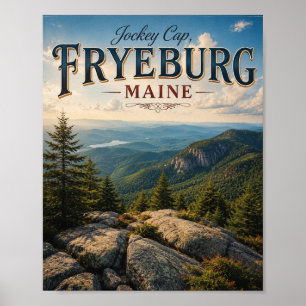 Póster Gorrito de Jockey Fryeburg Maine Vista Montañosa V