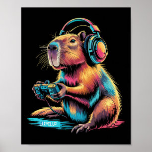 Póster Gorrito Divertido Videojugador Capyra