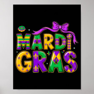Póster Gorro de Bufón de Mardi Gras Divertido y Lindo