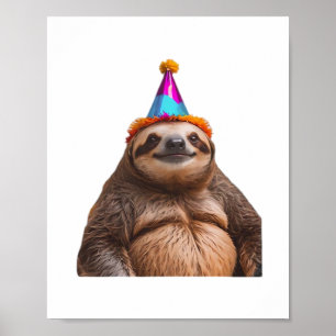 Póster Gorro de cumpleaños de perezoso Chunky regalo dive