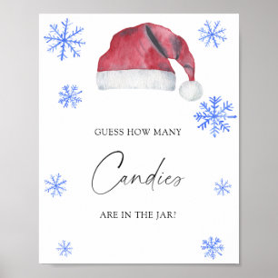 Póster Gorro de Santa - adivina cuántas golosinas