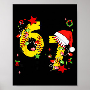 Póster Gorro de Santa de béisbol de cuadros 67 Navidad Se